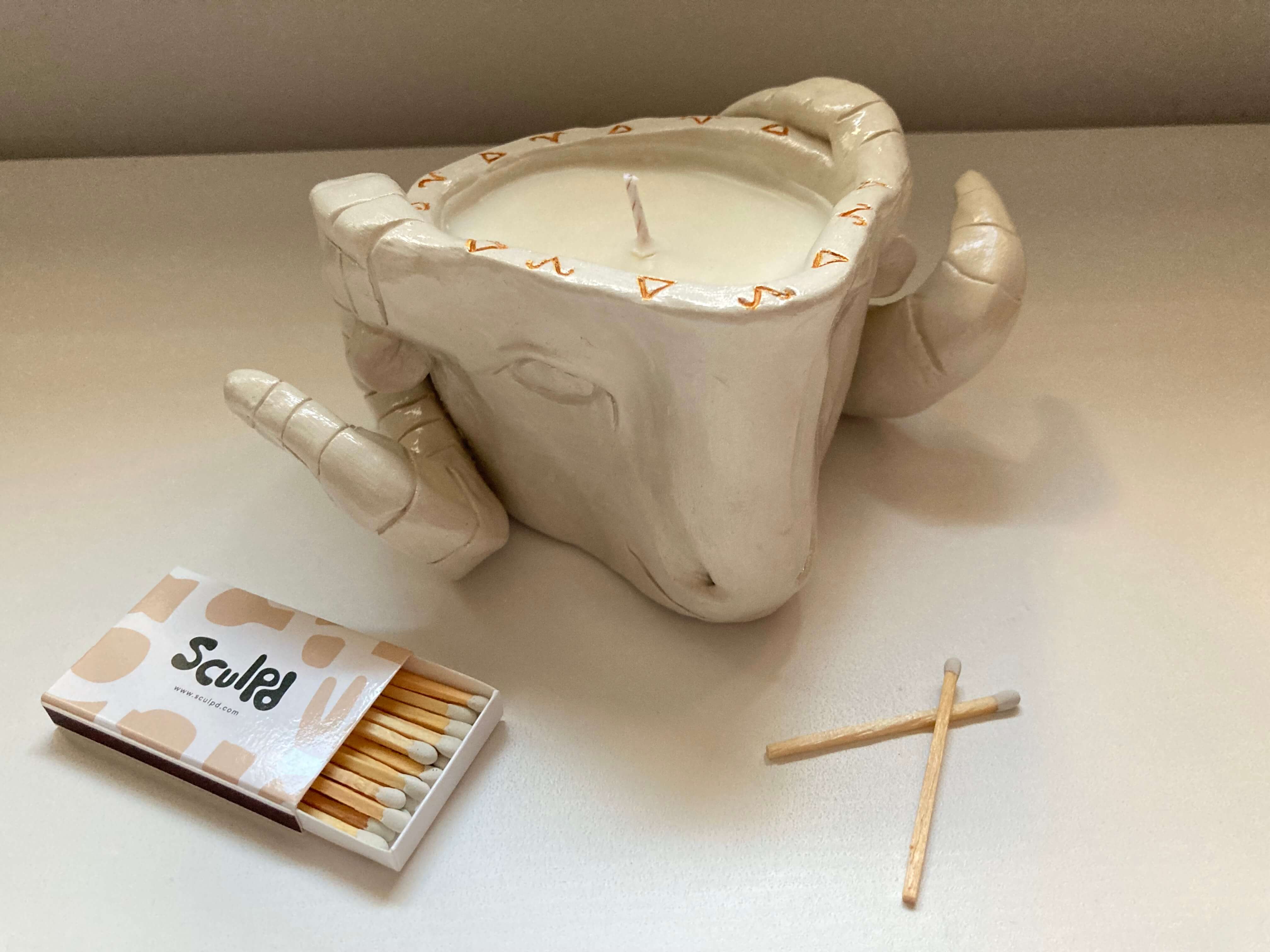 Sculpted Ram Candle crafted using candle kit
