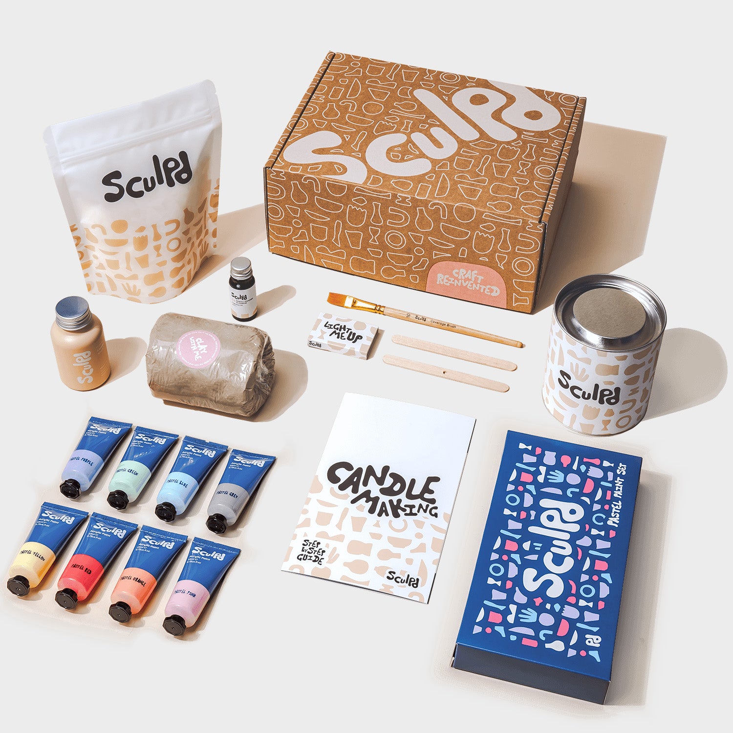 At Home Pottery Sculpting Kit with Pastel Paint by Sculpd