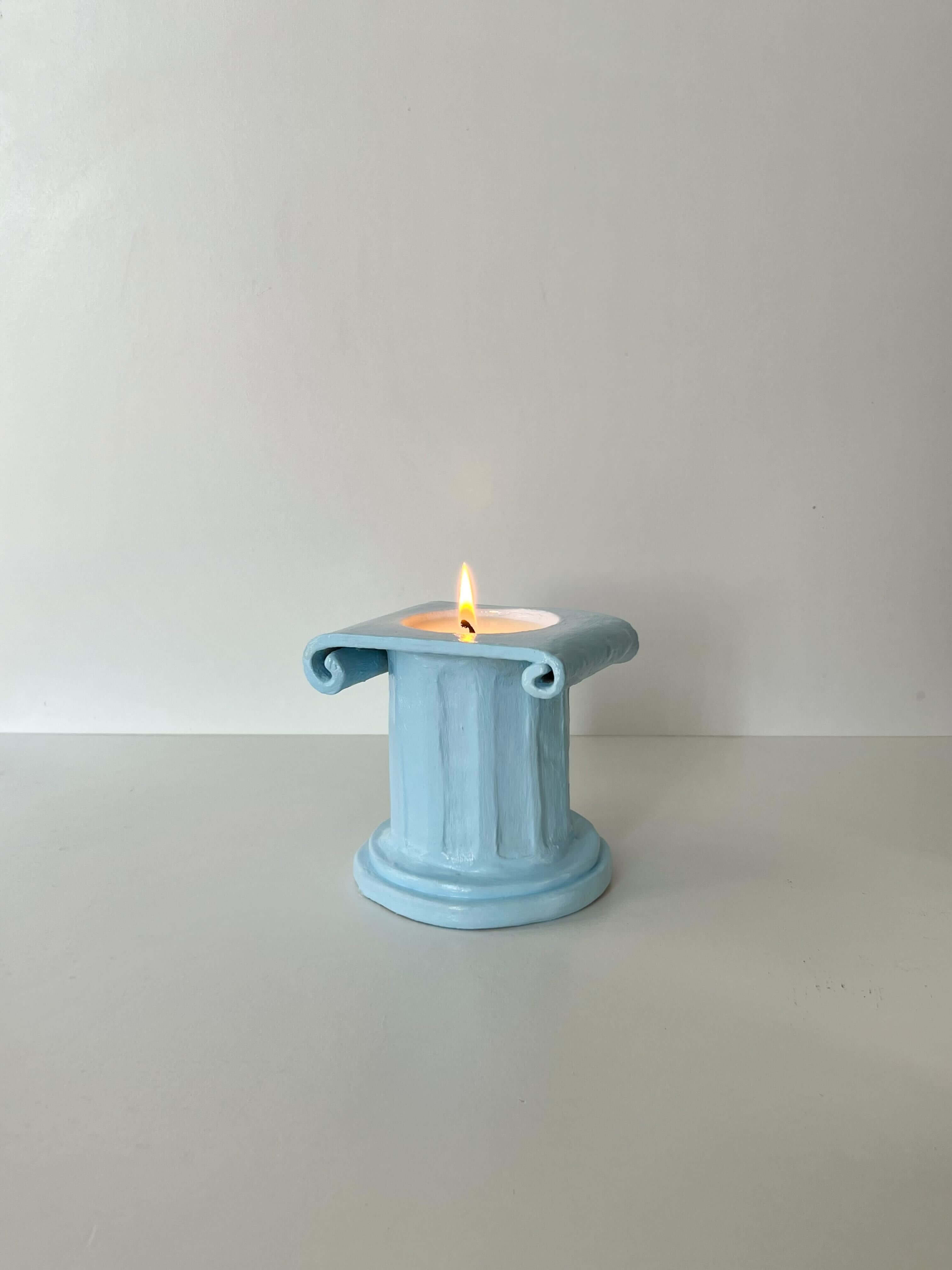 column-style sculptural soy candle