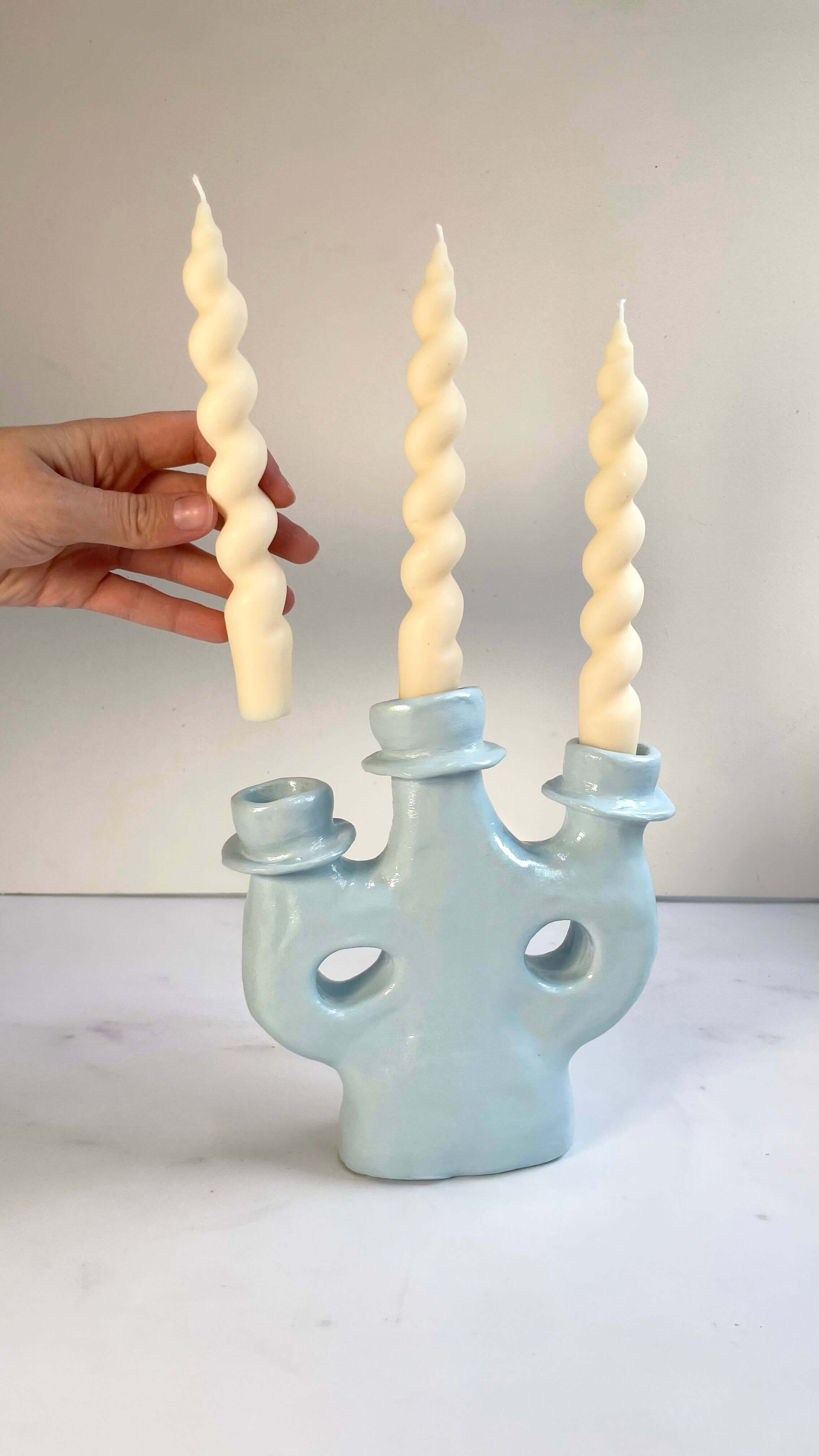 Candelabra candle holder pottery at-home project