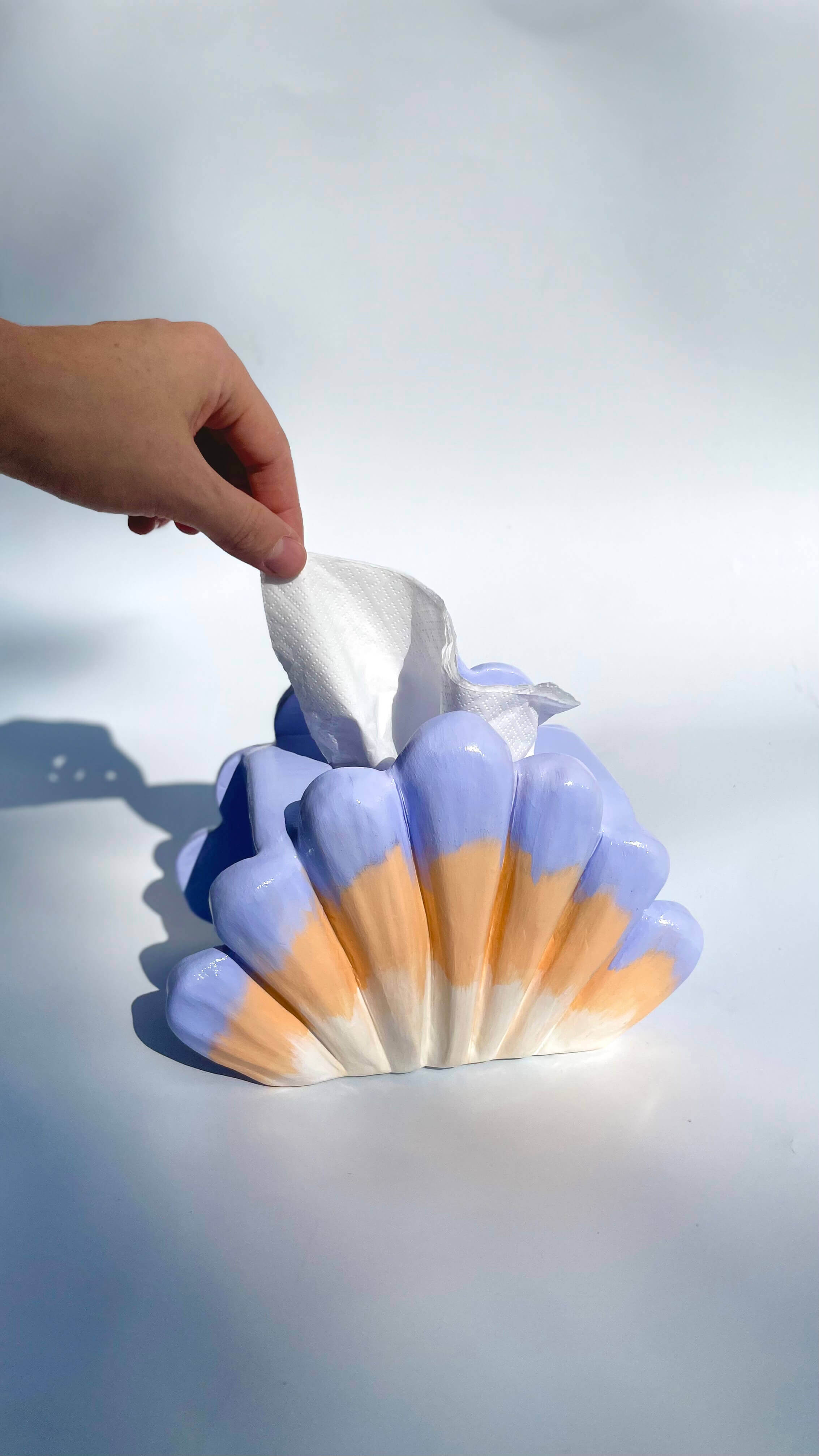 Shell tissue box pottery at-home project