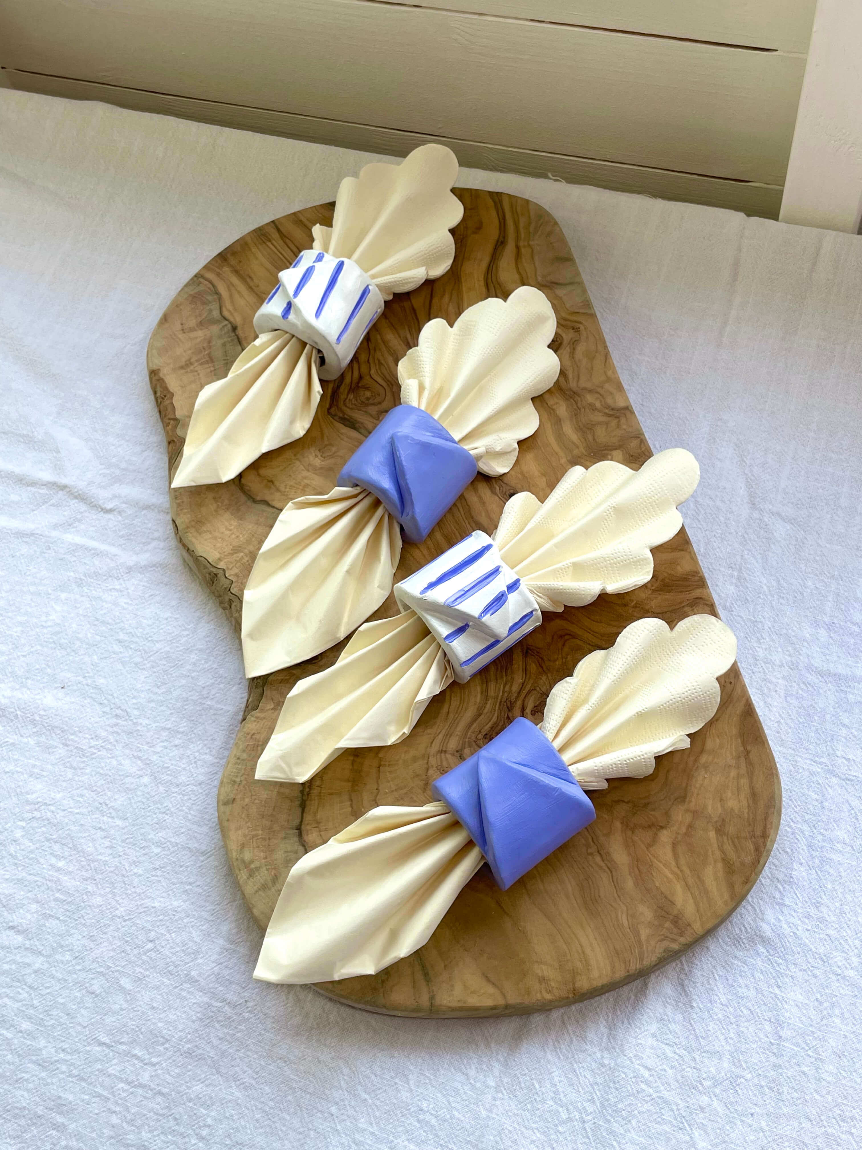 Slab napkin rings crafted using clay kit