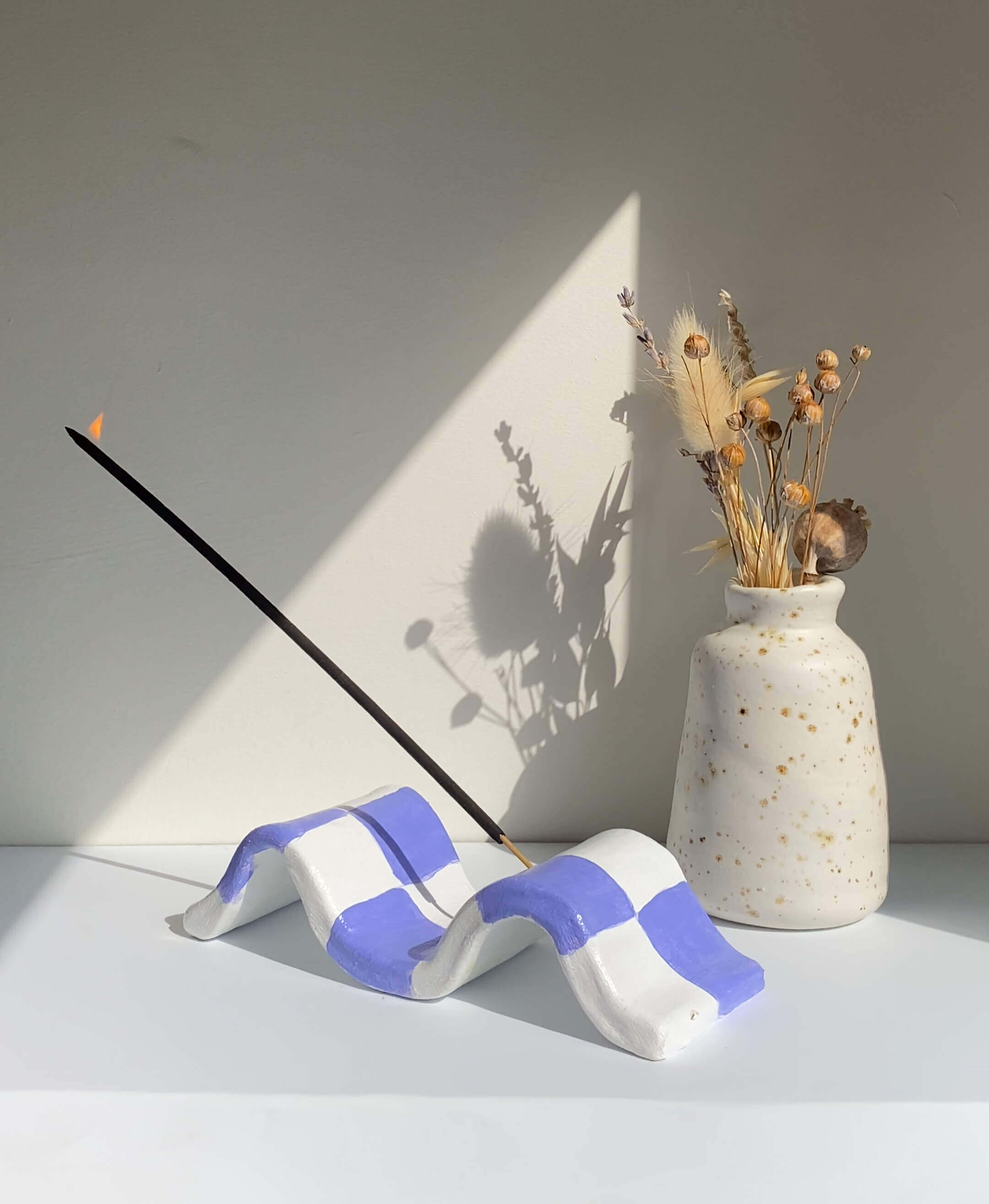 Handcrafted incense holder using pottery kit