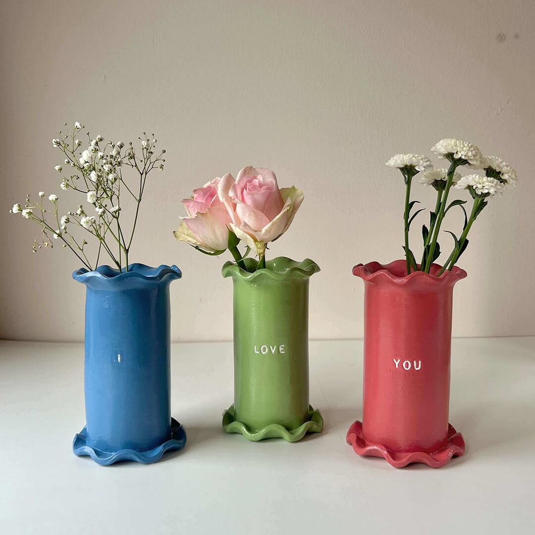 Love bud vases pottery DIY kit