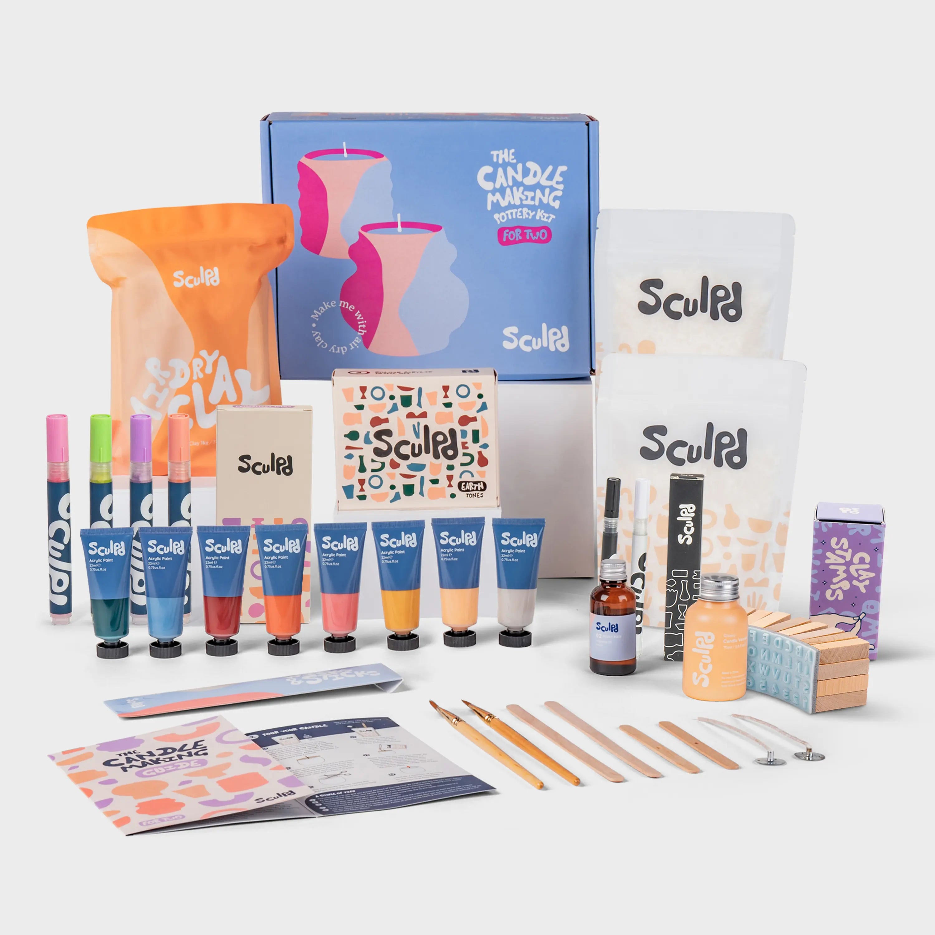Ultimate Candle Earth Paints with Modernist & Fine Tip Pens and Letter Stamps