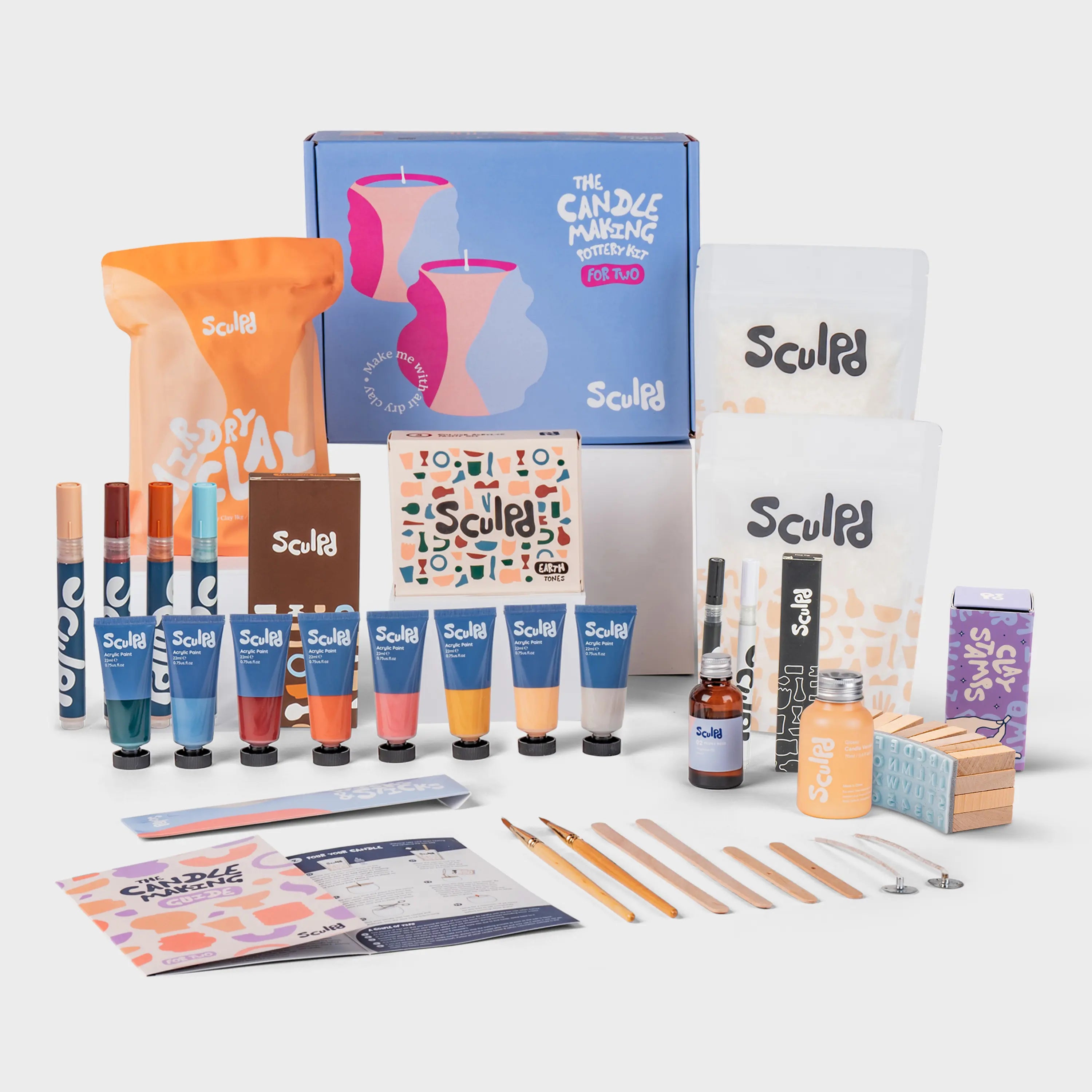 Ultimate Candle Earth Paints with Terracotta & Fine Tip Pens and Letter Stamps