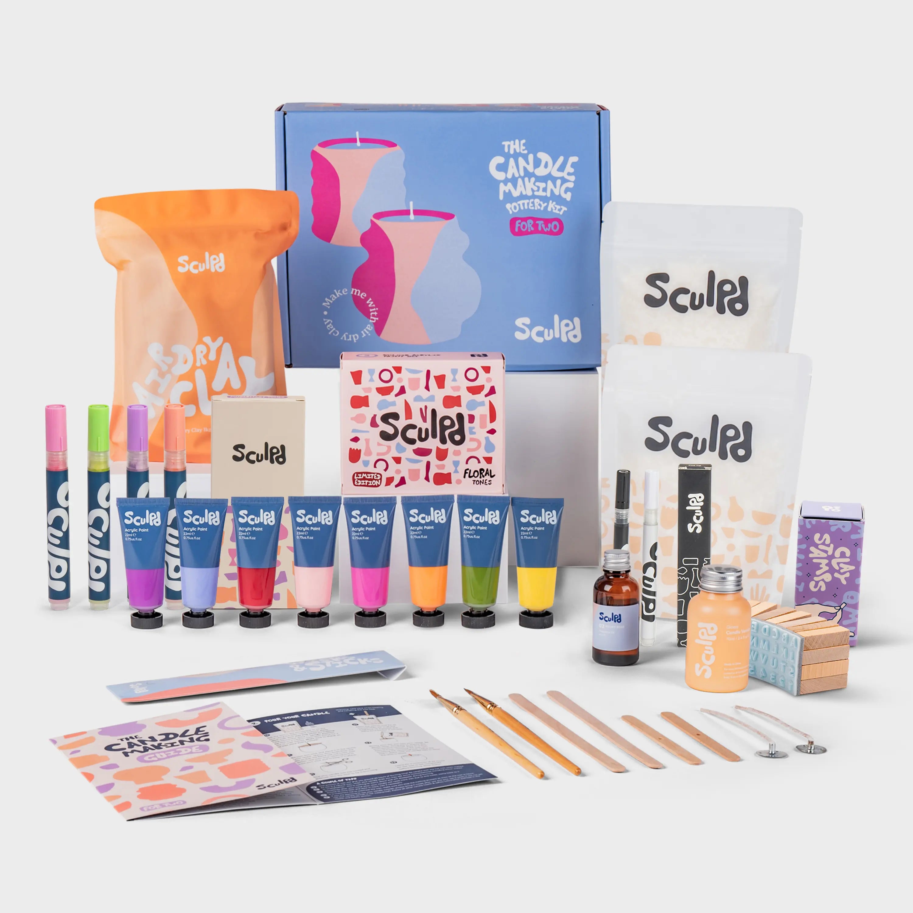 Ultimate Candle Floral Paints with Modernist & Fine Tip Pens and Letter Stamps