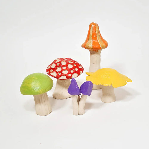 Colourful mushroom-shaped with Sculpd kids pottery kit