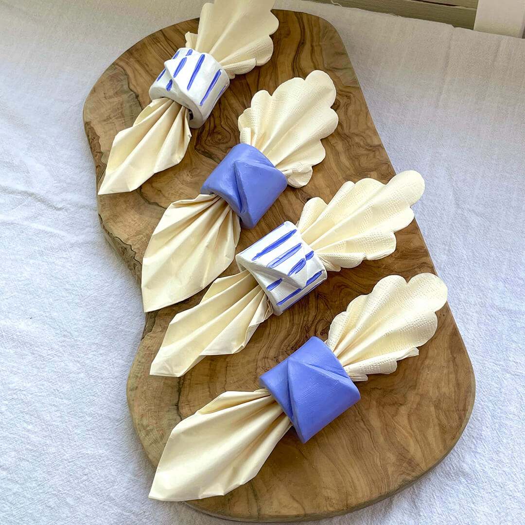 Slab napkin rings crafted using clay kit