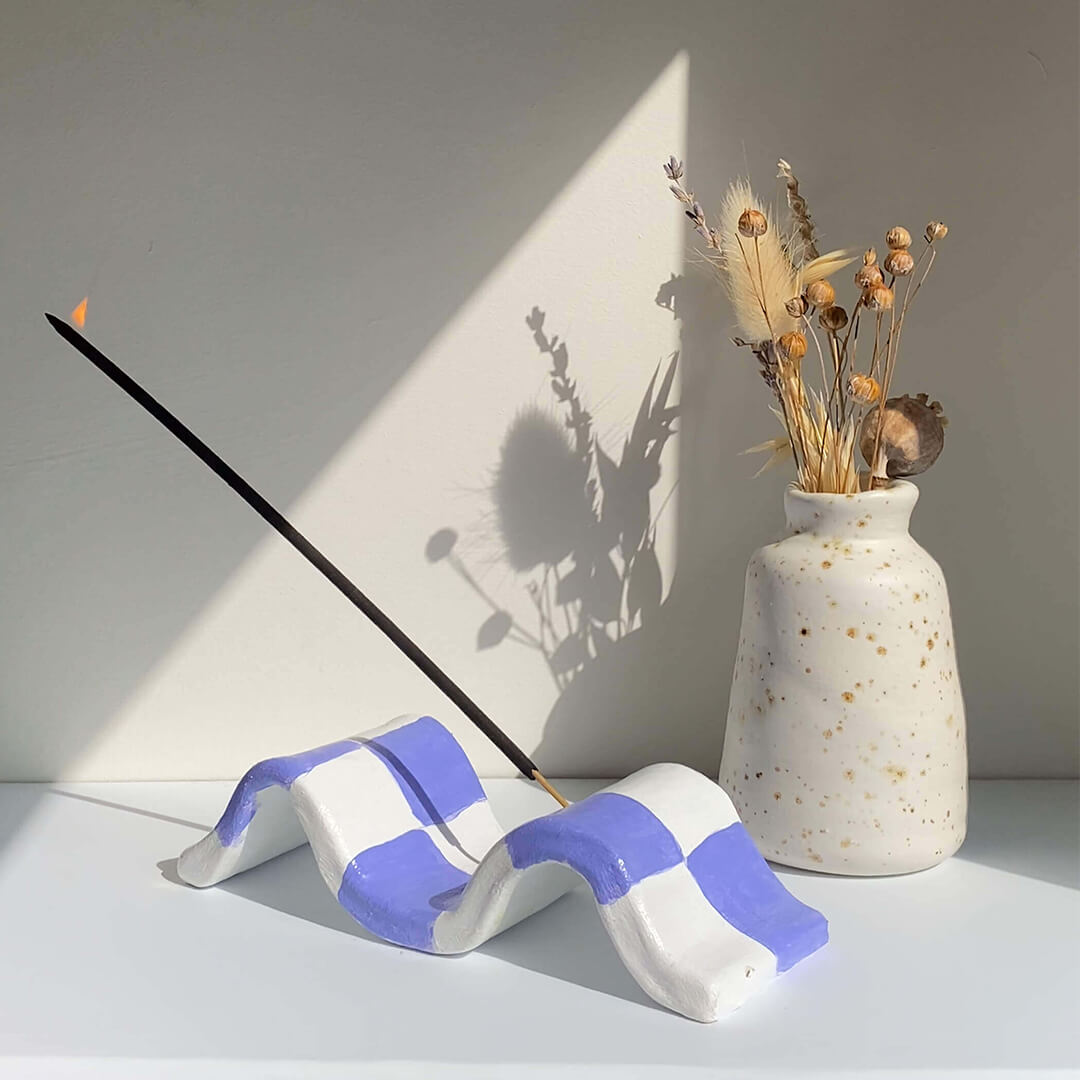 Handcrafted incense holder using pottery kit